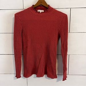 Bohme Essentials Ribbed Scalloped Turtleneck Knit Top. Size Large.